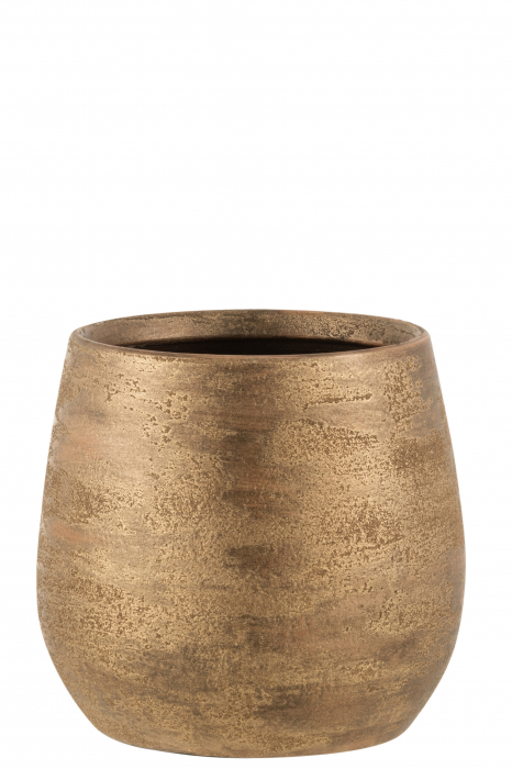 Ghiveci, Ceramica, Auriu, 24x24x23 cm