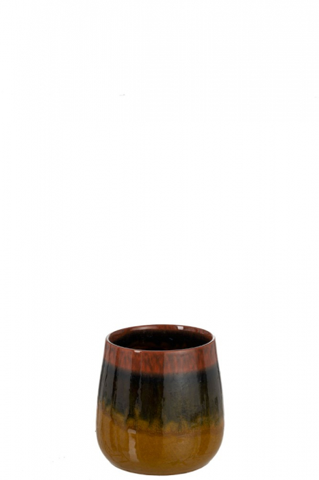 Ghiveci, Ceramica, Maro, 17x17x17 cm