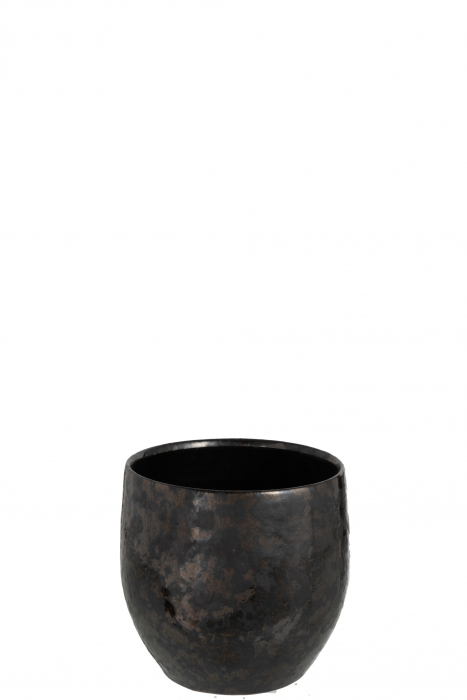 Ghiveci, Ceramica, Negru, 18x18x17.5 cm