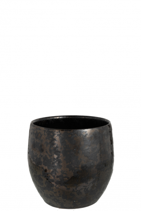 Ghiveci, Ceramica, Negru, 23x23x21.5 cm