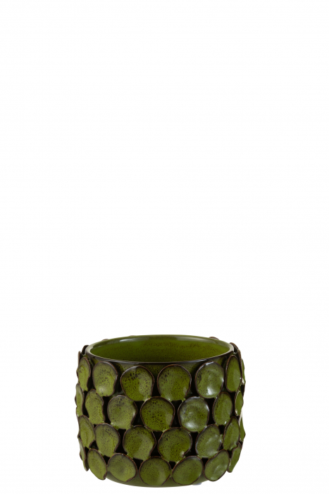 Ghiveci, Ceramica, Verde, 15.5x15.5x12 cm