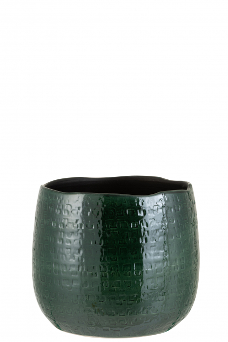 Ghiveci, Ceramica, Verde, 25x25x23.5 cm