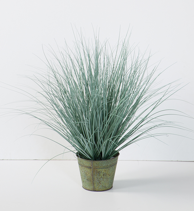Poza Ghiveci cu floare artificiala Grass, Plastic Fibre artificiale, Verde inchis, 63 cm