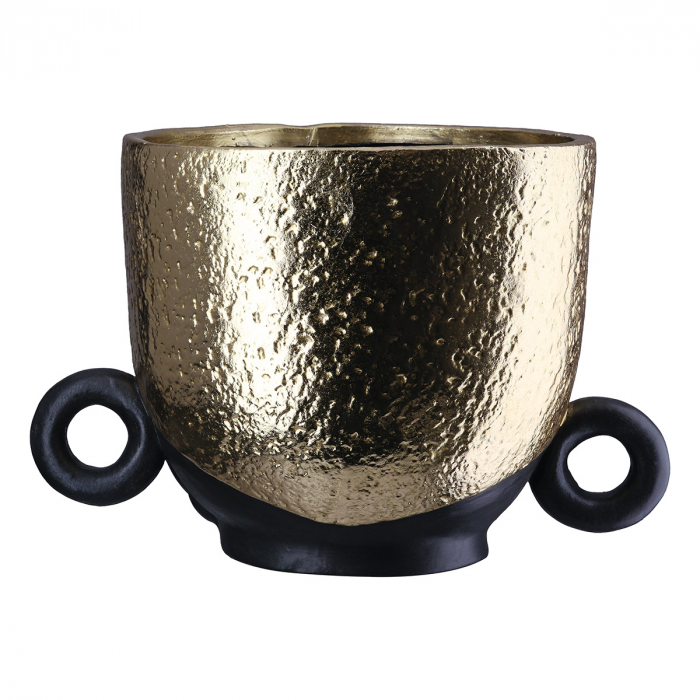 Ghiveci, Față, Motiv față, Ceramică, negru, PU 2, L. 20 cm, L. 17 cm, H 17 cm [3]