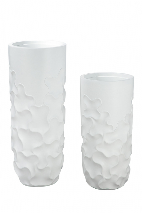 Vaza/Ghiveci Wave, Fibra de sticla, Alb, 95 cm [2]