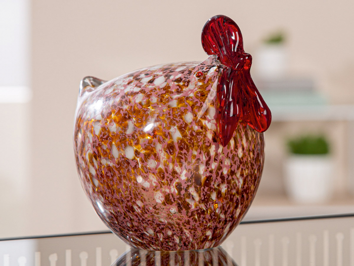 Glasart, Figurină, Găină, Hedwig, pătat, Sticlă, multicolor, PU 2, L. 12 cm, L. 16 cm, H. 14 cm [4]