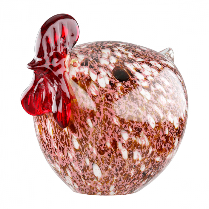 Glasart, Figurină, Găină, Hedwig, pătat, Sticlă, multicolor, PU 2, L. 12 cm, L. 16 cm, H. 14 cm [1]