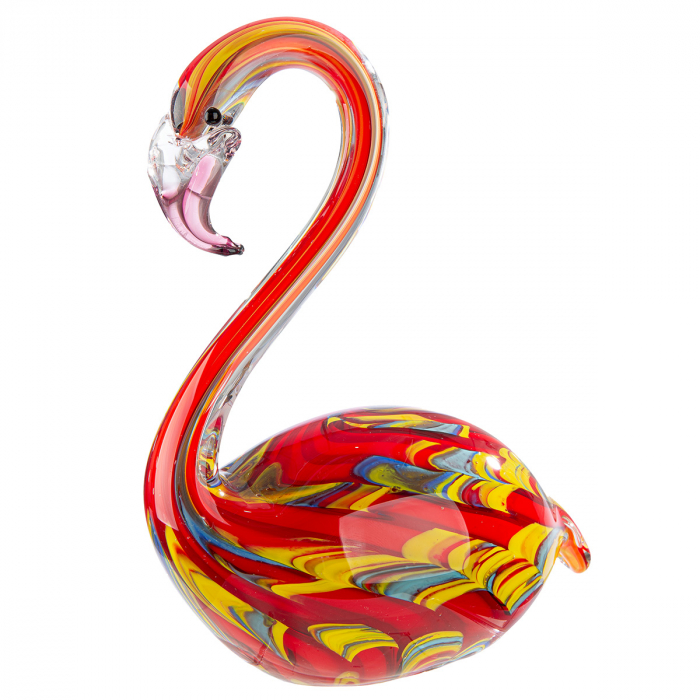 Glasart, Figurină, Pasăre, Flamingo, Sticlă, multicolor, PU 1, L. 7,5 cm, L. 14 cm, H. 17 cm [1]