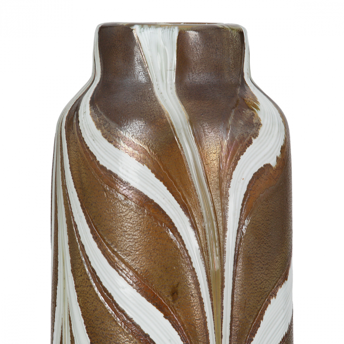 Glasart, Vasă, African, în dungi, Sticlă, maro, alb, PU 2, L. 9 cm, L. 9 cm, H. 22 cm [3]