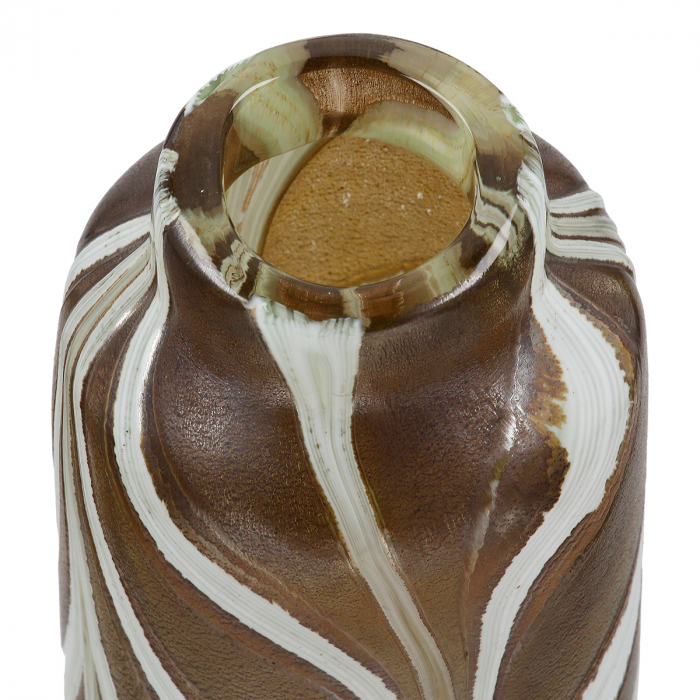 Glasart, Vasă, African, în dungi, Sticlă, maro, alb, PU 2, L. 9 cm, L. 9 cm, H. 22 cm [4]