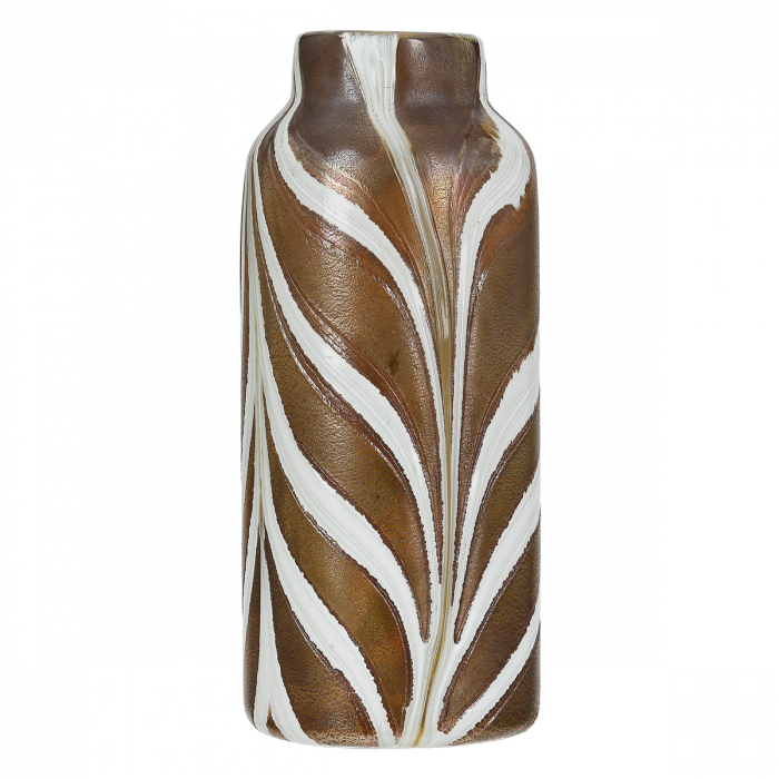 Glasart, Vasă, African, în dungi, Sticlă, maro, alb, PU 2, L. 9 cm, L. 9 cm, H. 22 cm [2]