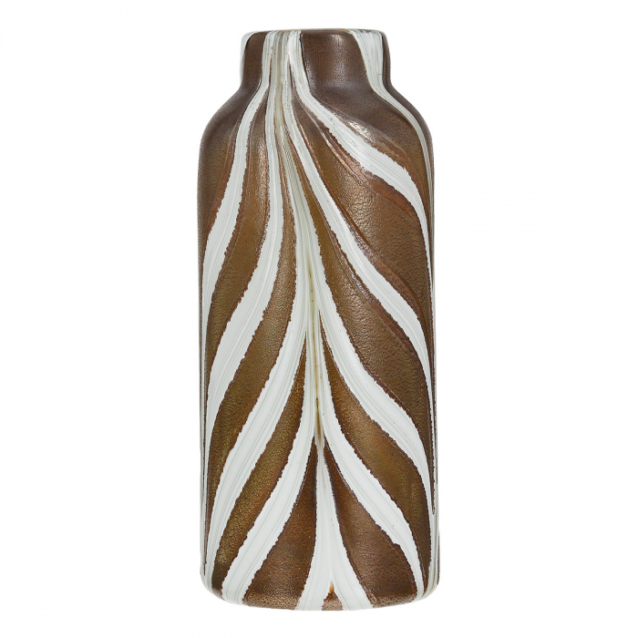 Glasart, Vasă, African, în dungi, Sticlă, maro, alb, PU 2, L. 9 cm, L. 9 cm, H. 22 cm [1]