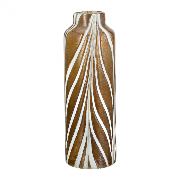 Glasart, Vază, African, în dungi, Sticlă, maro, alb, PU 2, L. 9 cm, L. 9 cm, H. 27 cm [2]