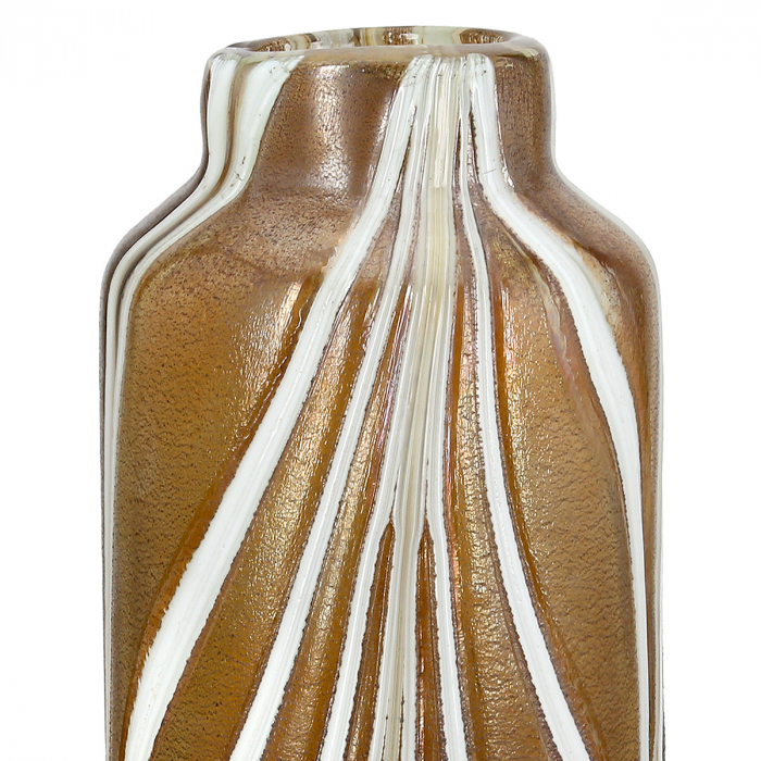 Glasart, Vază, African, în dungi, Sticlă, maro, alb, PU 2, L. 9 cm, L. 9 cm, H. 27 cm [3]