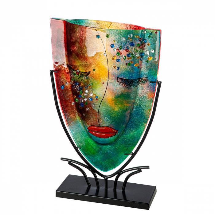 Glasart, Vaza cu fata, ovala, Violet, Motiv fata, Sticla, violet, PU 1, L. 10,5 cm, L. 30 cm, H. 49 cm [1]