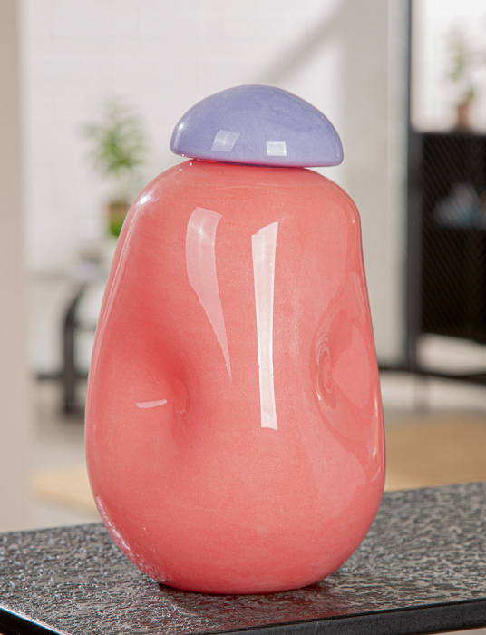Glass Art, Vază, „Bombon”, Sticlă, roz, PU 1, H 26 cm, D 16 cm [4]