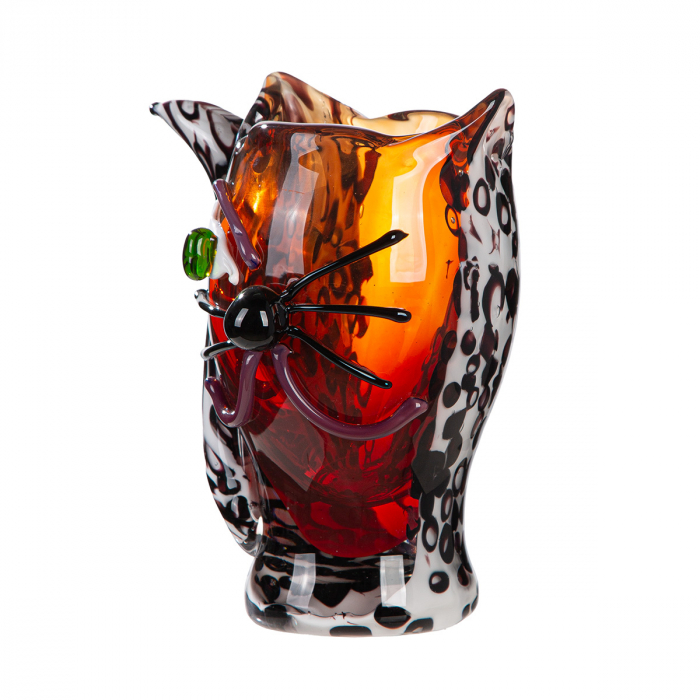 Glass Art, Vază cu față, Pisică, „Pisică”, Sticlă, maro, PU 1, L. 16 cm, L. 23 cm, H 27 cm [1]