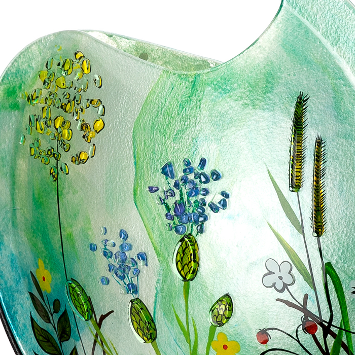 Glass Art, Vaza de podea, rotunda, "Wild Flowers", Sticla, multicolora, L. 10.5 cm, l. 50 cm, H. 48 cm [3]