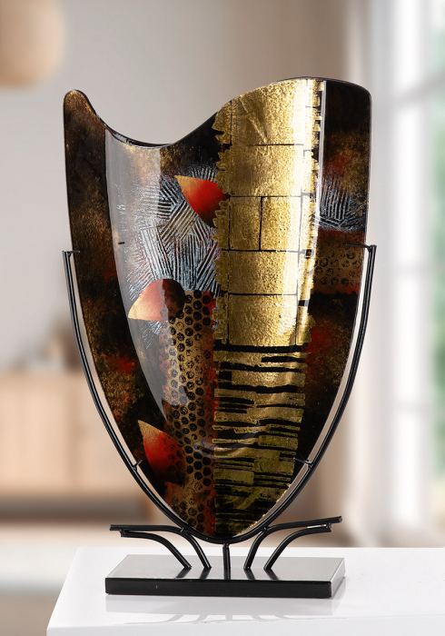 Glass Art, Vază, dreptunghiulară, Sticlă, neagră, PU 1, L. 11 cm, L. 35 cm, H 57 cm [4]
