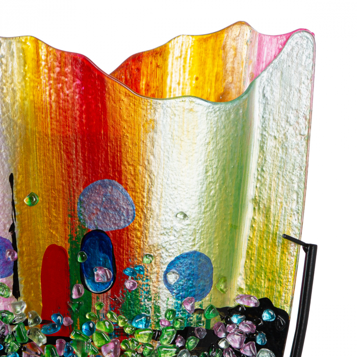 Glass Art, Vază, ovală, Sticlă, albastru, roz, PU 1, L. 11 cm, L. 30 cm, H 49 cm [4]
