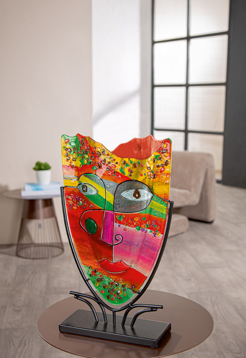 Glass Art, Vază, ovală, Sticlă, roz, PU 1, L. 11 cm, L. 30 cm, H 49 cm [5]