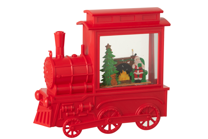 Glob cu apa, Locomotiva Craciun, plastic, rosu [2]