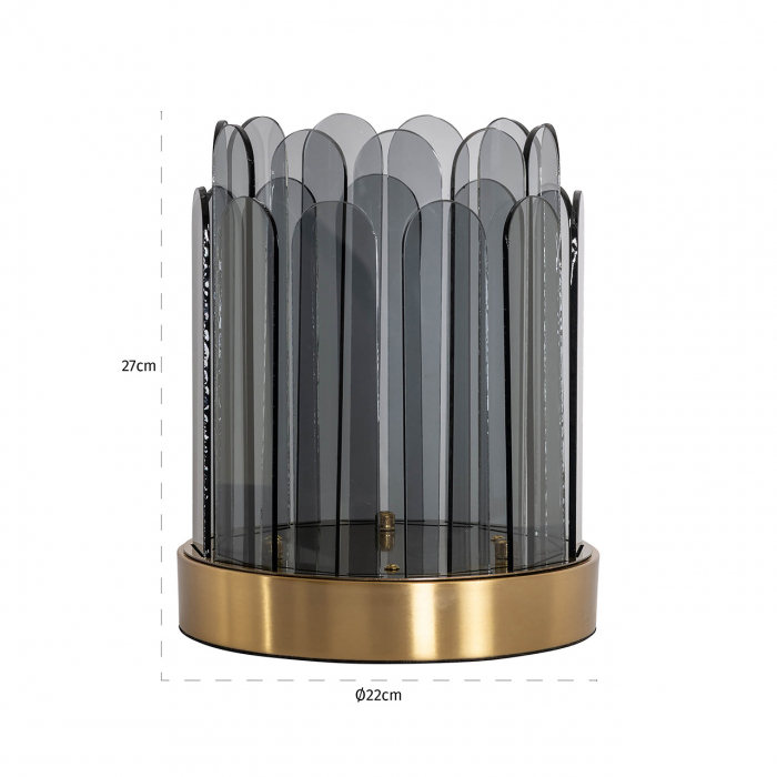 Hurricane/ Suport lumanare Daisey mic (fum), Dims: 27.0 x 22.0 x 22.0 cm [2]