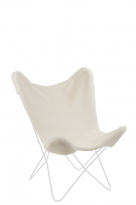 Husa scaun Butterfly, Blana artificiala, Alb, 97x81x81 cm [2]