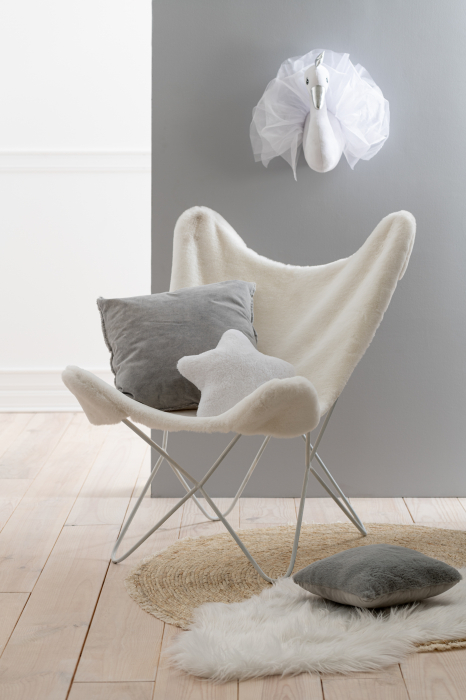 Husa scaun Butterfly, Blana artificiala, Alb, 97x81x81 cm [4]