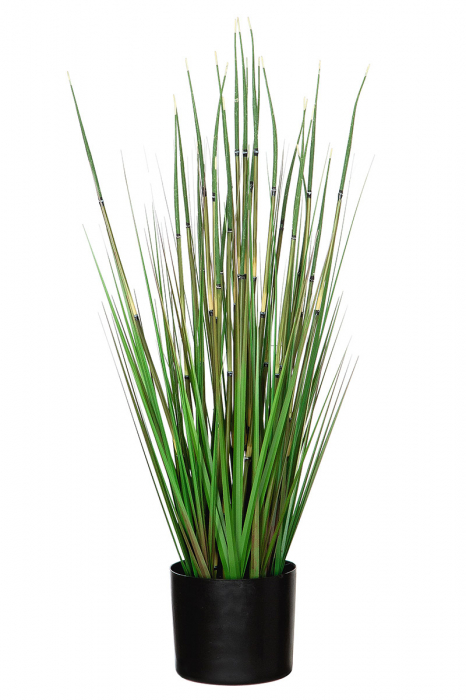 Iarba decorativa la ghiveci Bambus, Fibre sintetice, Verde Negru, 78x30 cm
