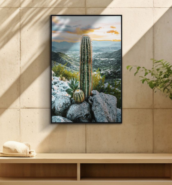 Imprimeu pe panza cu rama, cactus -a- 60x4x90 cm [6]