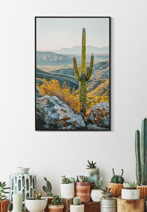 Imprimeu pe panza cu rama, cactus -b- 60x4x90 cm [6]