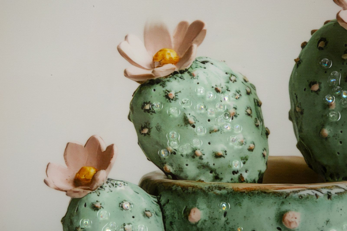 Imprimeu pe panza cu rama, vaza cu cactus -c- 40x2,8x40 cm [3]