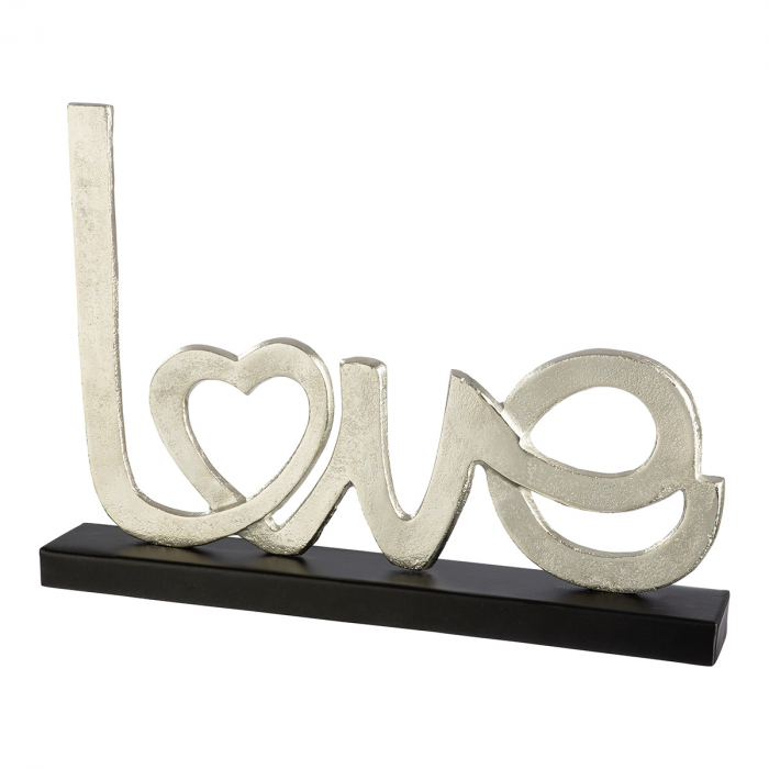 Inscripție, dreptunghiulară, motiv inimă, aluminiu, argintie, PU 2, L. 6 cm, l. 41 cm, H 30 cm [1]