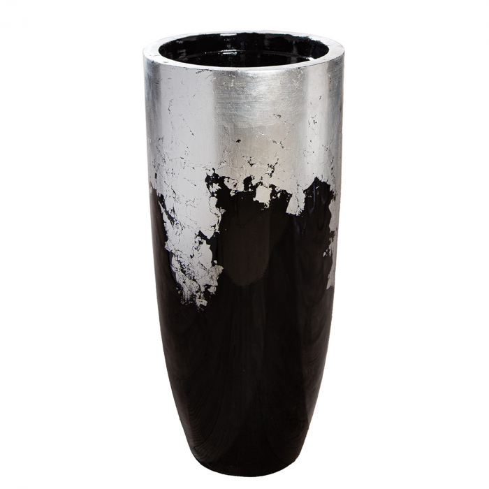 Suport ghiveci Konus, Fibră de sticlă, negru, argintiu, PU 1, H. 80 cm, D. 36 cm [2]