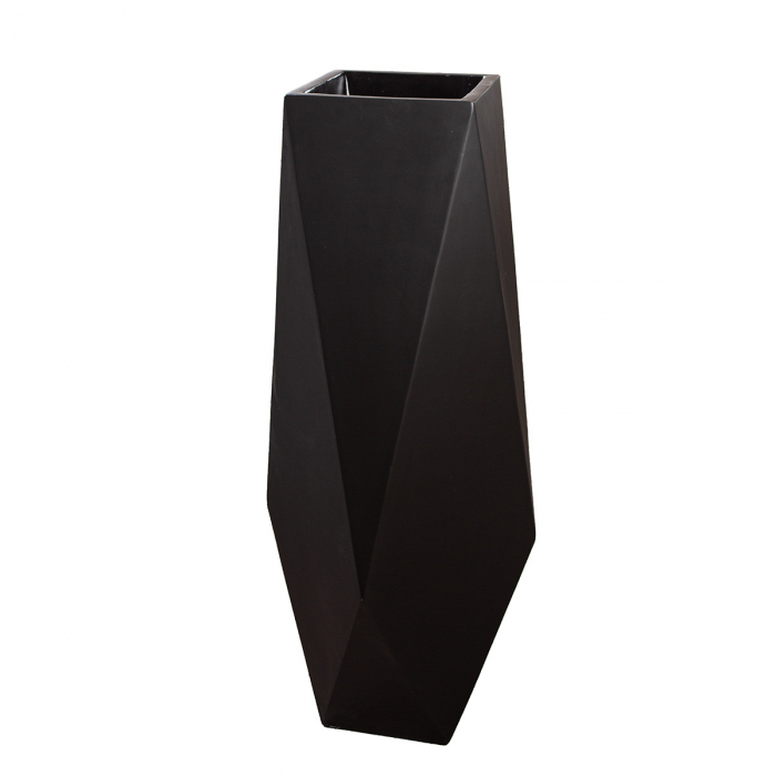 Jardiniera XXL, Deluxe, Fibră de sticlă, negru, PU 1, L. 37 cm, L. 37 cm, H. 100 cm [1]