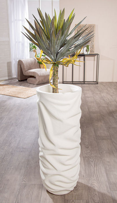 Jardiniera XXL, rotundă, Crush, Magnezia, albă, PU 1, H. 90 cm, D. 36 cm [3]