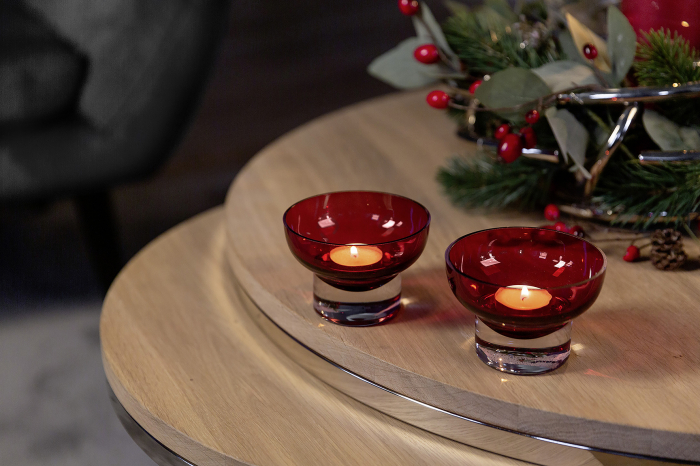 JULIA, Suport de tea lights din sticlă, rosu, h.7 cm, d.10,5 cm [5]