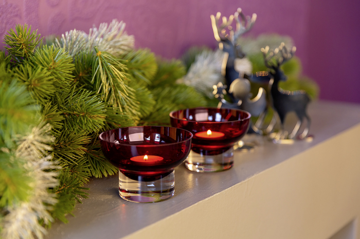 JULIA, Suport de tea lights din sticlă, rosu, h.7 cm, d.10,5 cm [2]