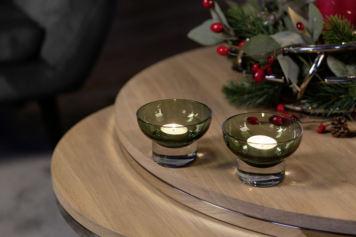 JULIA, Suport de tea lights din sticlă, verde inchis, h.7 cm, d.10,5 cm [8]