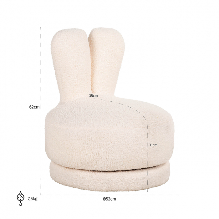 Scaun pentru copii, Bunny, Alb, Dims: 62.0 x 52.0 x 52.0 cm [5]