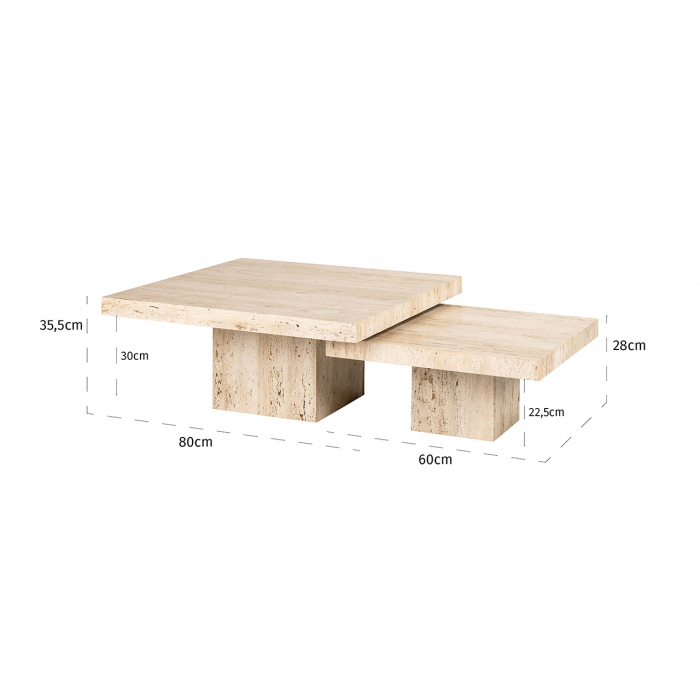 Set 2 masute La Cantera Square, Lemn, Maro, 35x80x80 cm [5]