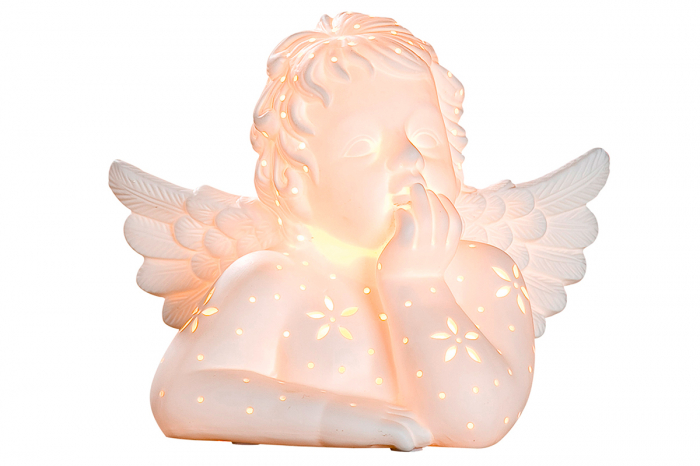 Lampa Angel, portelan, alb, 13x23,5x25 cm