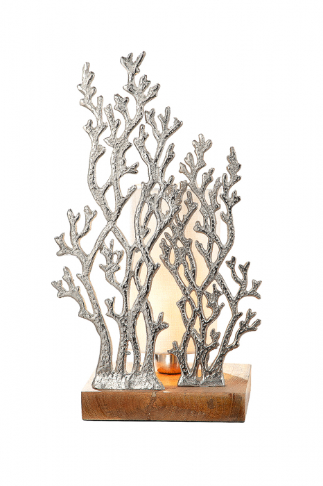 Lampa Coral, aluminiu, maro argintiu, 20x45x20 cm