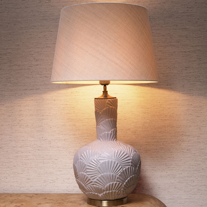 Lampa de masa Andorra ceramica alb-galbui cu abajur |W. 32 | max W. 50 | H. 92 cm  [2]