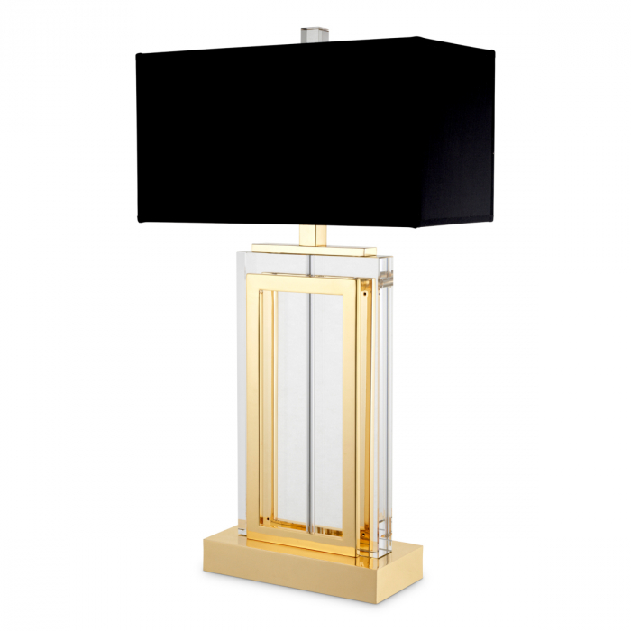 Lampă de masă, Arlington cu finisaj auriu cu cristal, abajur inclus negru [2]