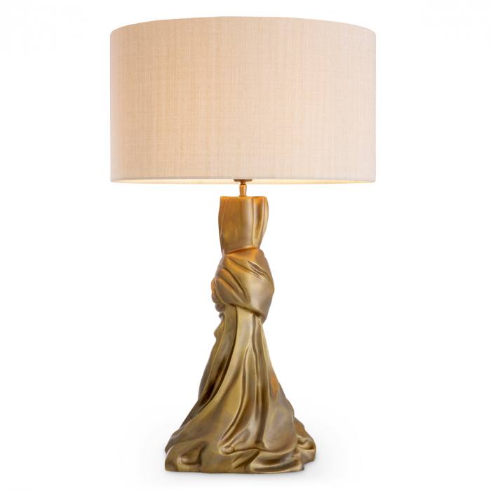 Lampă de masă, Banyan cu finisaj vintage din alamă cu abajur [3]