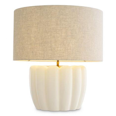 Lampa de masa Barocco finisaj alb-galbui, Abajurul este inclus [5]