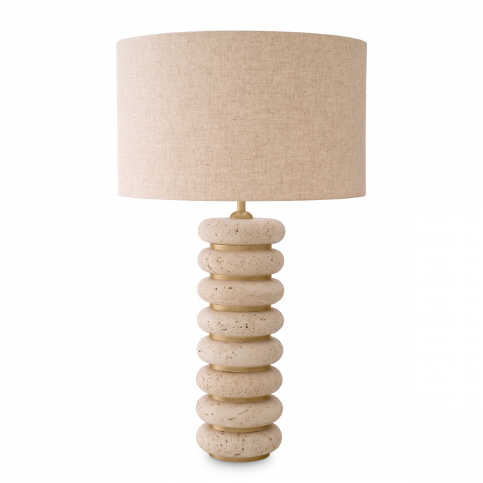 Lampă de masă, Baron travertin, finisaj din alamă cu aspect vintage, abajur inclus, Dims: W. 18 | max W. 50 | H. 85  (CM) [3]