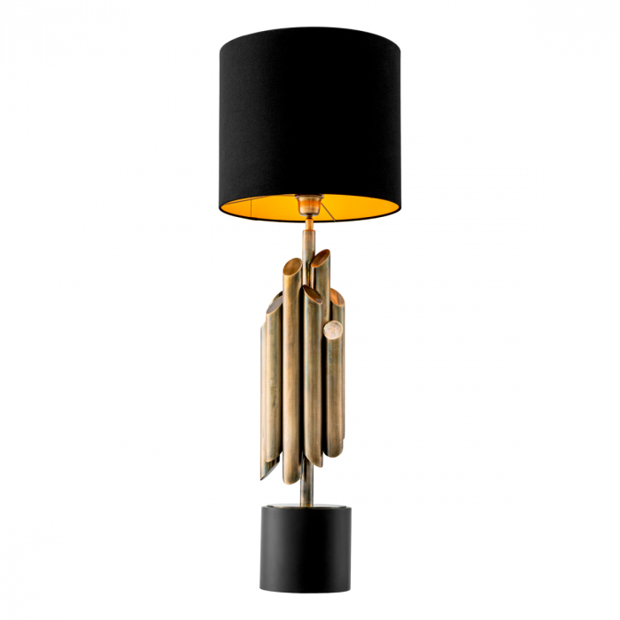 Lampă de masă, Beau Rivage Round, finisaj din alamă cu aspect vintage, abajur inclus, Dims: W. 17 | max W. 35 | H. 102  (CM) [3]